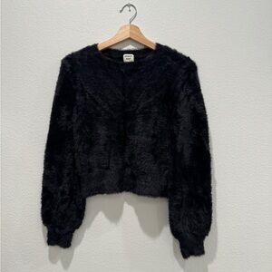 Sunday Best Fuzzy Cropped Black Sweater